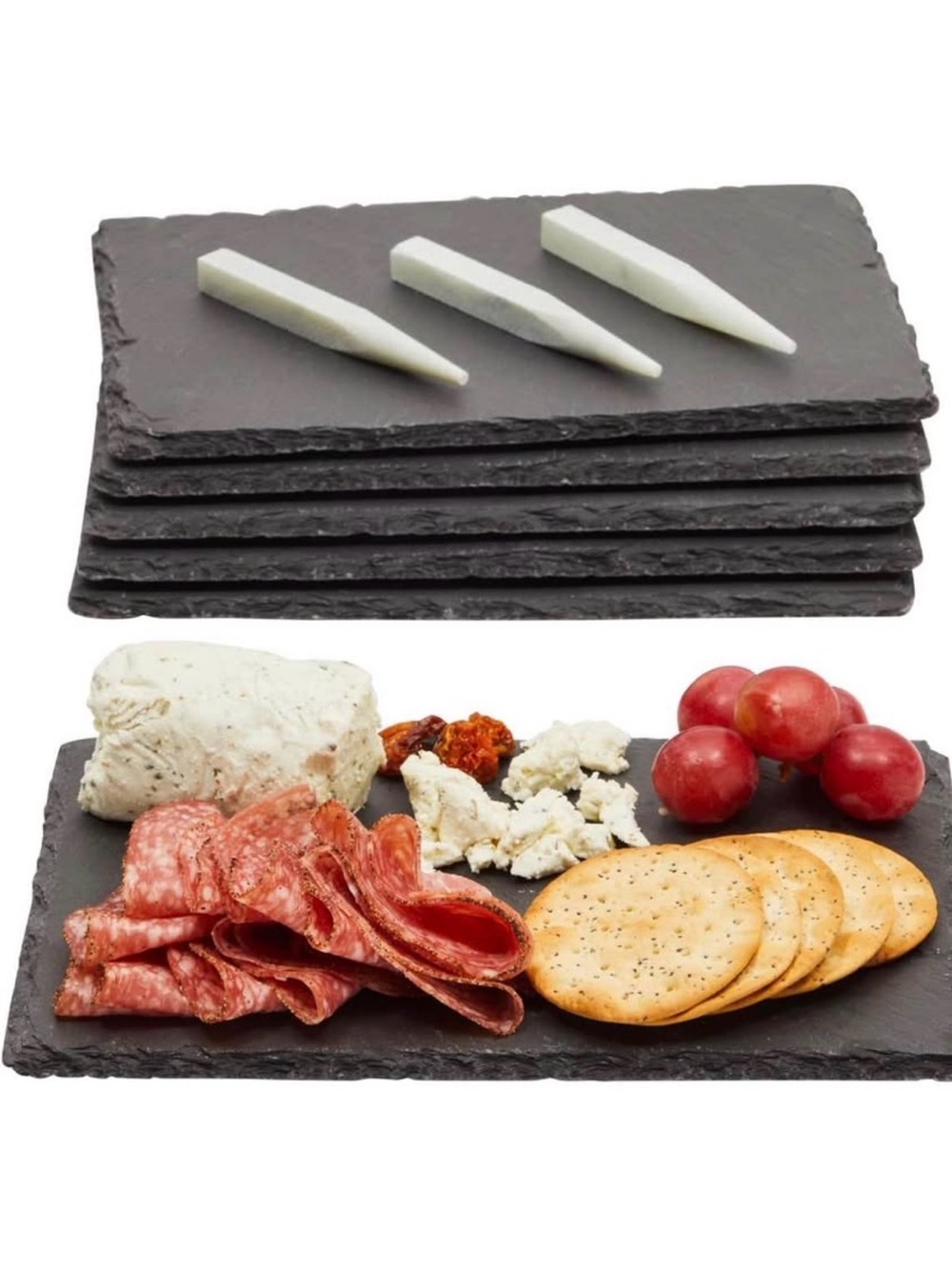 Natural Slate Cheese Serving Platters - Black (Set of 6) new in Box